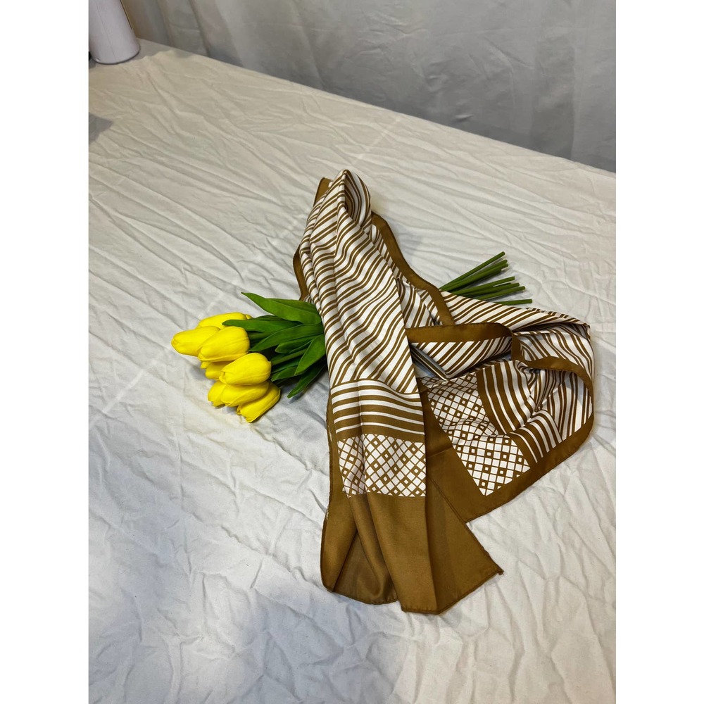 Brown and Cream Silk Scarf